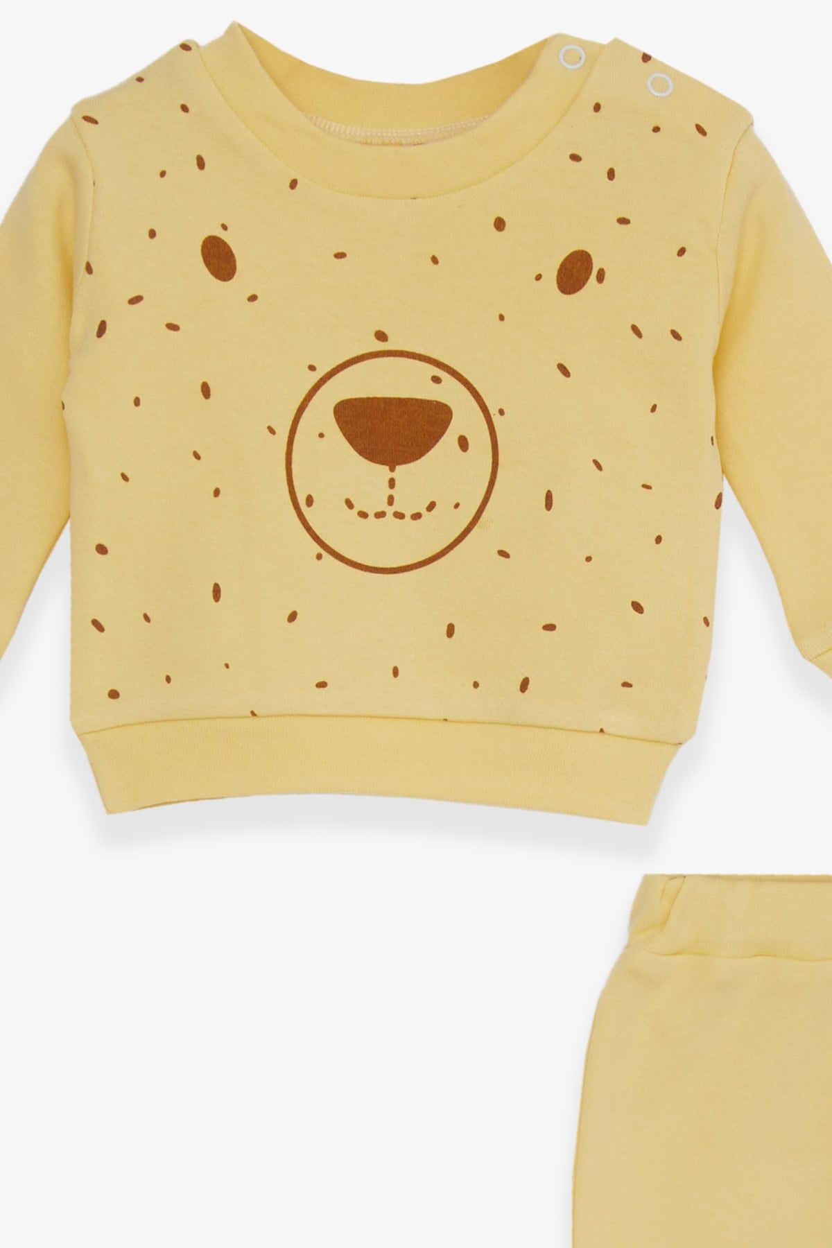 Breeze Erkek Bebek Eşofman Takımı Ayıcık Baskılı Sarı (6-9 Ay)