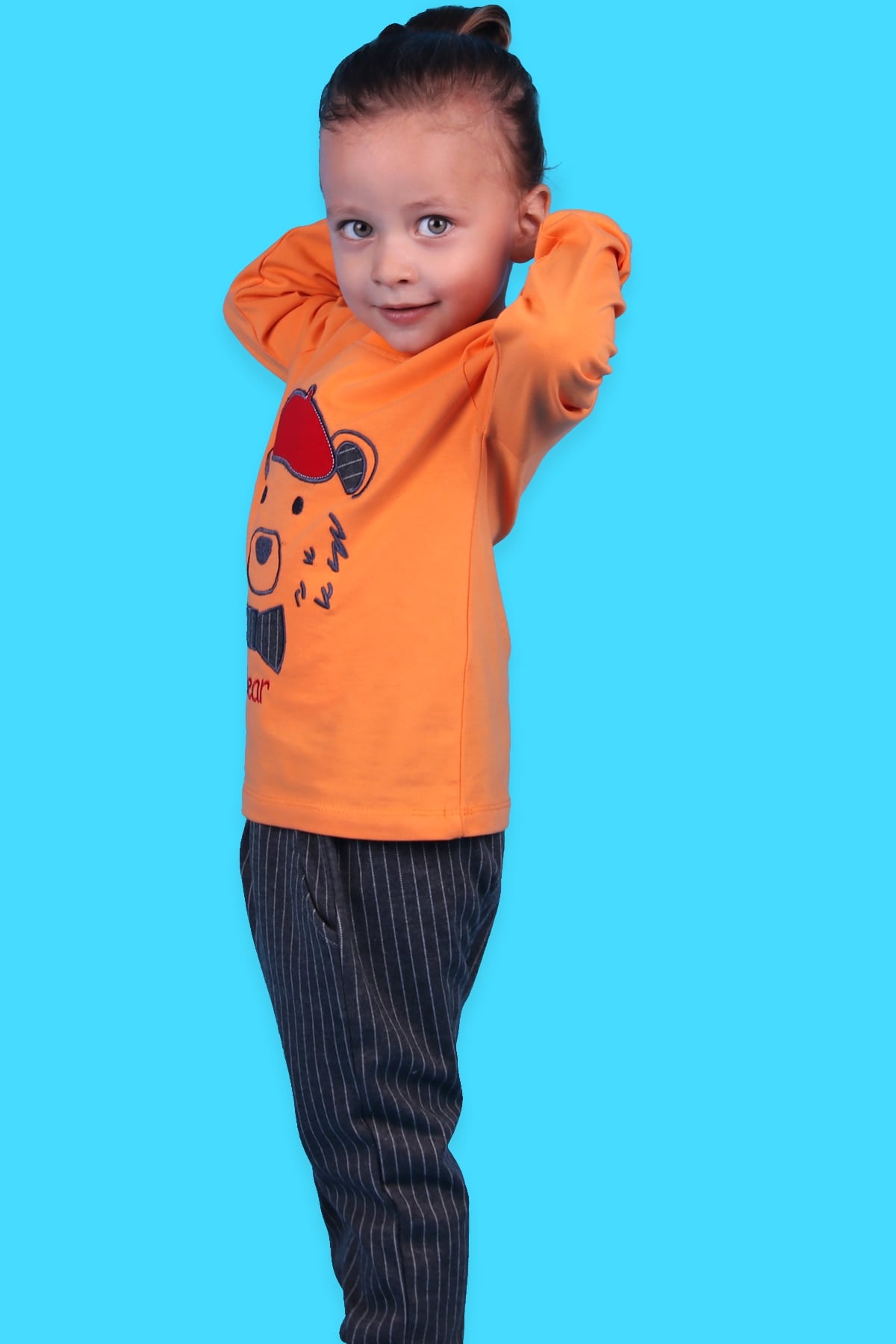 Breeze Erkek Bebek Eşofman Takımı Ayıcıklı Turuncu (9 Ay-3 Yaş)