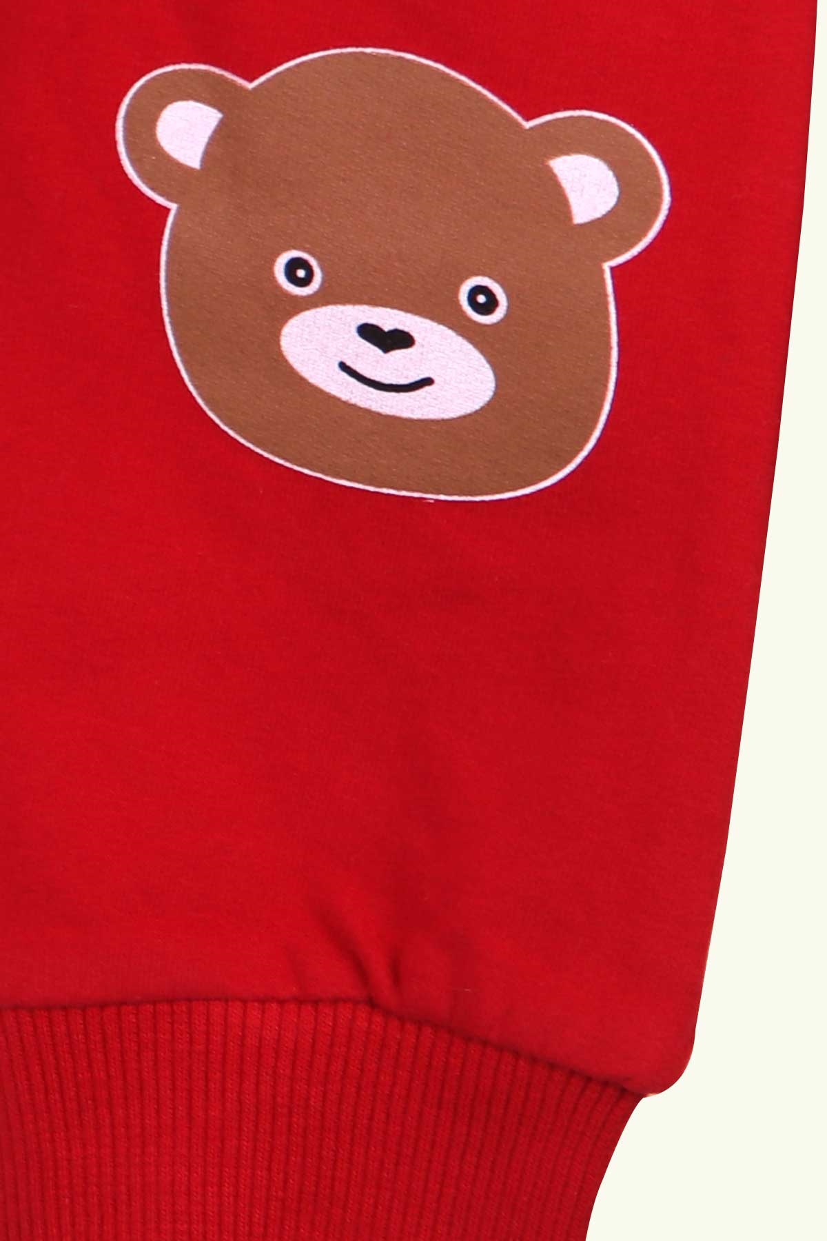 Breeze Erkek Bebek Eşofman Takımı Ayıcıklı Kırmızı (9 Ay-3 Yaş)