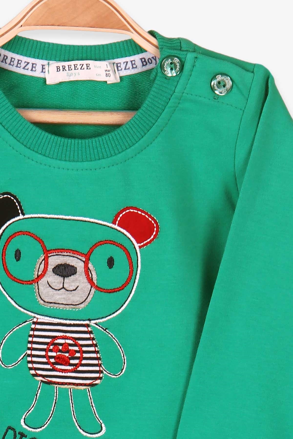 Breeze Erkek Bebek Eşofman Takımı Ayıcıklı Yeşil (9 Ay-3 Yaş)