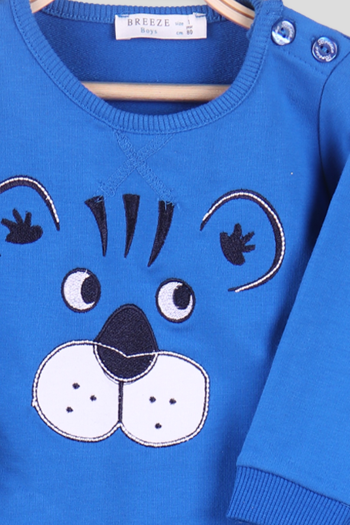 Breeze Erkek Bebek Eşofman Takımı Ayıcık Nakışlı Mavi (6 Ay-2 Yaş)