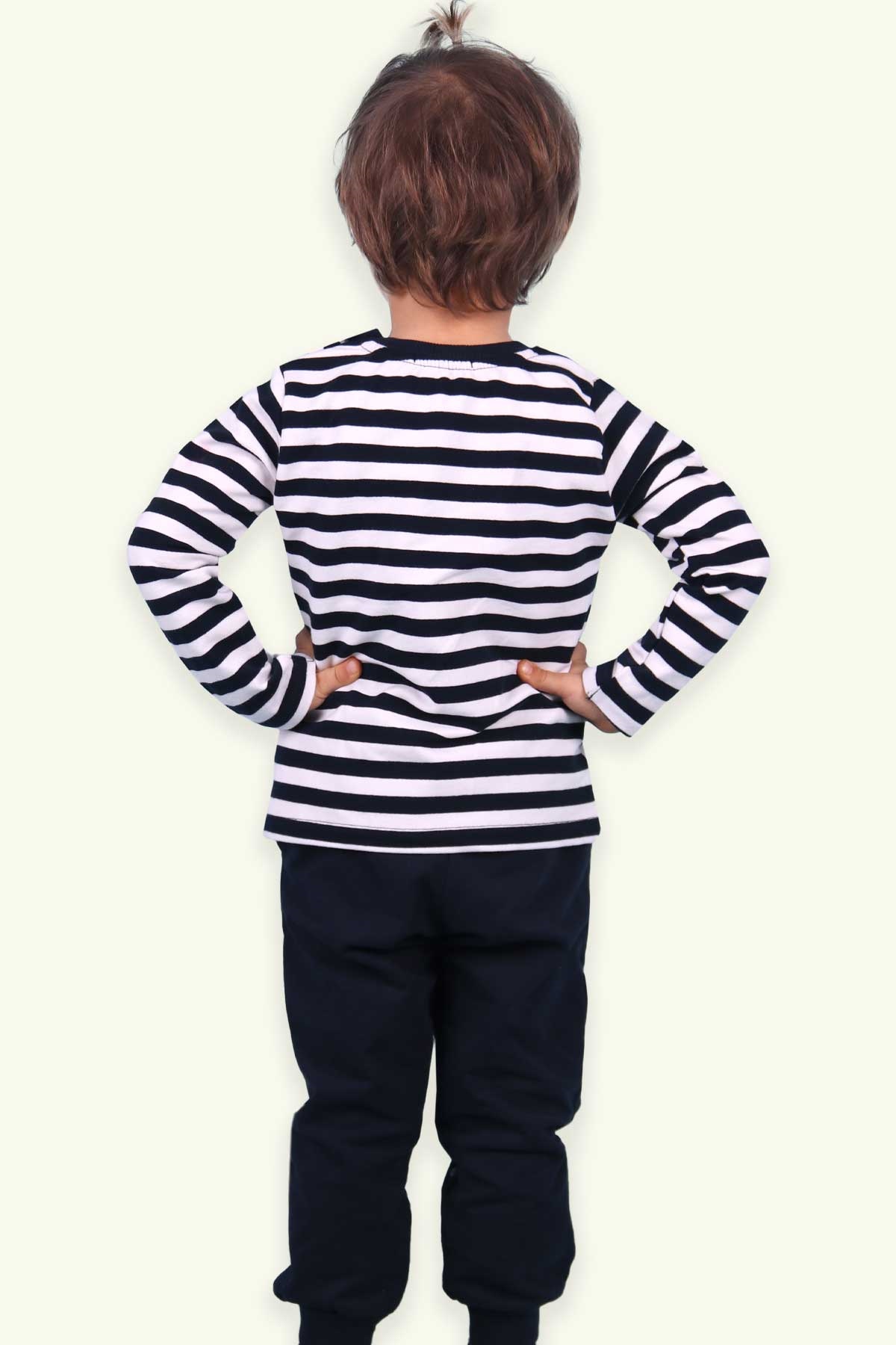Breeze Erkek Bebek Eşofman Takımı Cepli Çizgili Lacivert (9 Ay-3 Yaş)