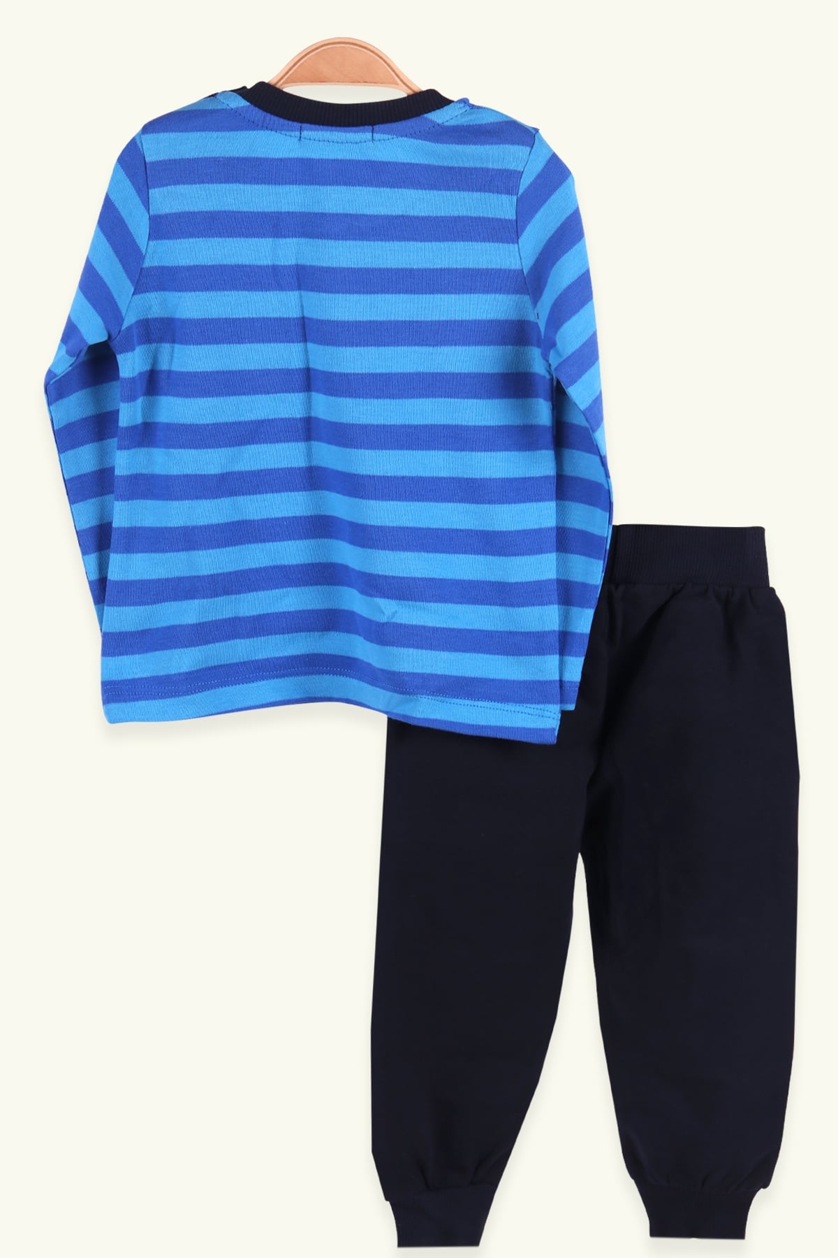 Breeze Erkek Bebek Eşofman Takımı Cepli Çizgili Mavi (9 Ay-3 Yaş)