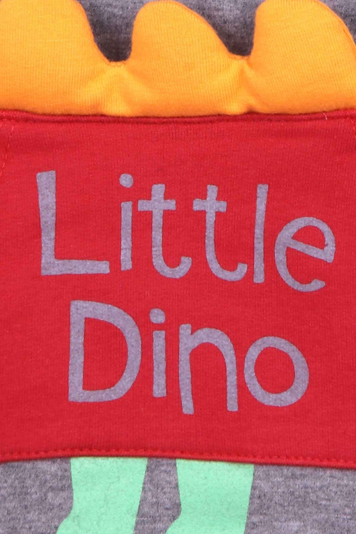 Breeze Erkek Bebek Eşofman Takımı Dinozor Baskılı Koyu Gri Melanj (9 Ay-3 Yaş)