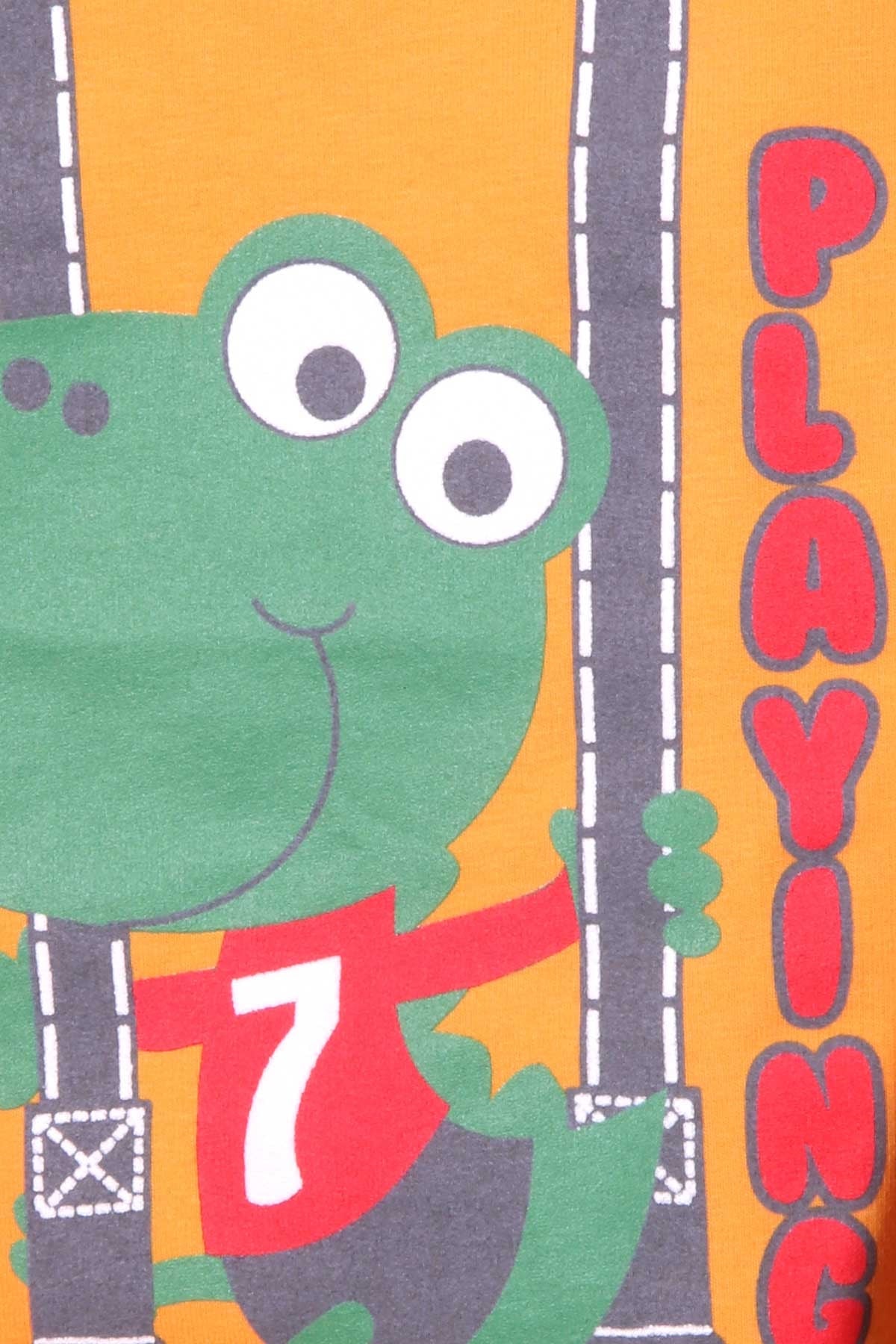 Breeze Erkek Bebek Eşofman Takımı Dinozor Baskılı Hardal Sarı (9 Ay-3 Yaş)