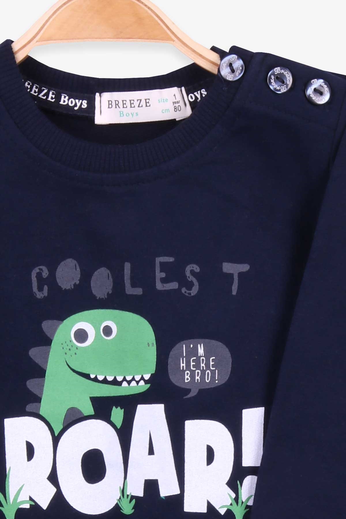 Breeze Erkek Bebek Eşofman Takımı Dinozor Baskılı Lacivert (9 Ay-3 Yaş)