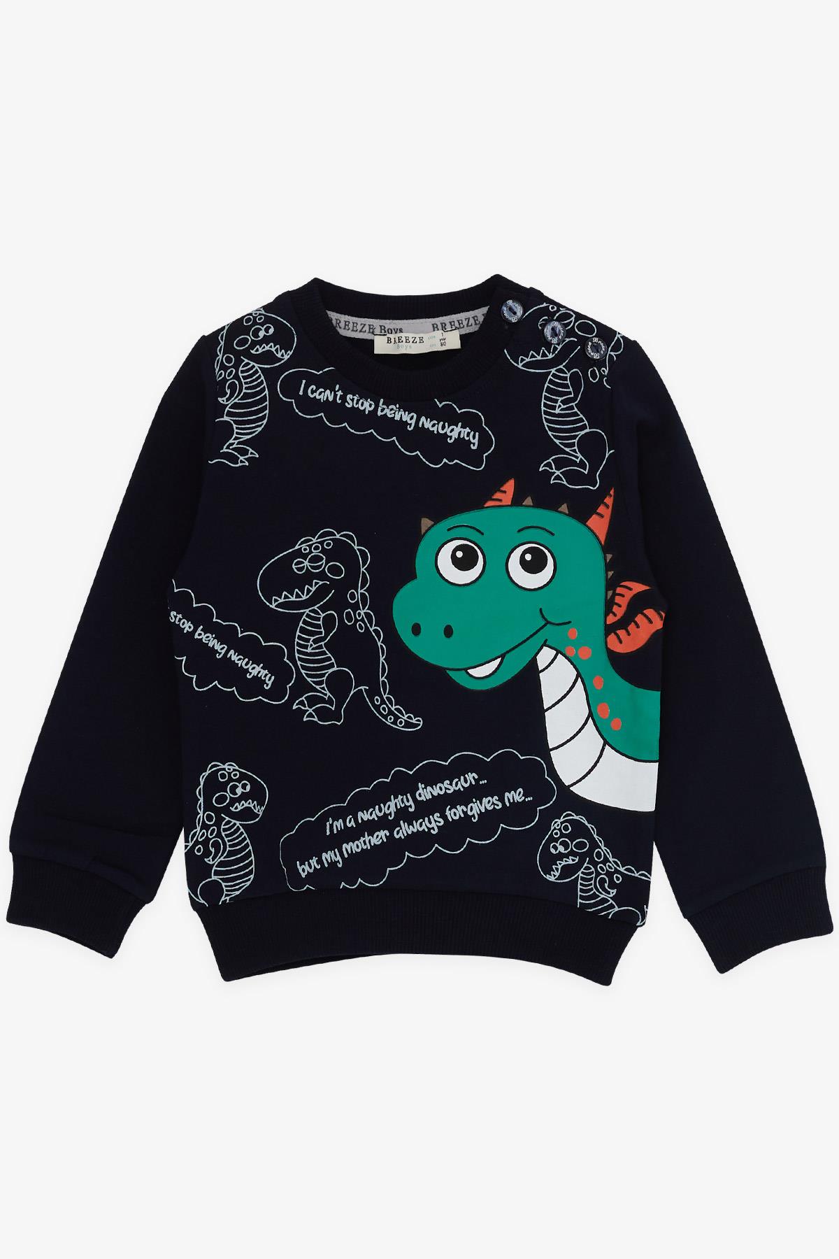 Breeze Erkek Bebek Eşofman Takımı Dinozor Desenli Lacivert (1-2 Yaş)