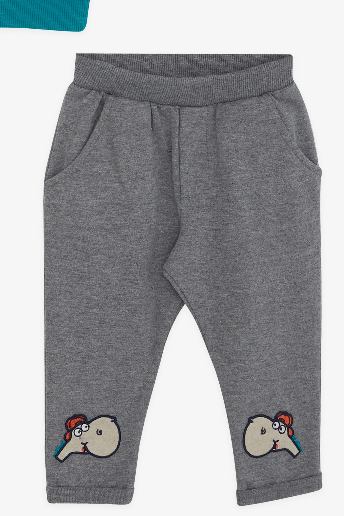 Breeze Erkek Bebek Eşofman Takımı Dinozor Nakışlı Turkuaz (6 Ay-2 Yaş)