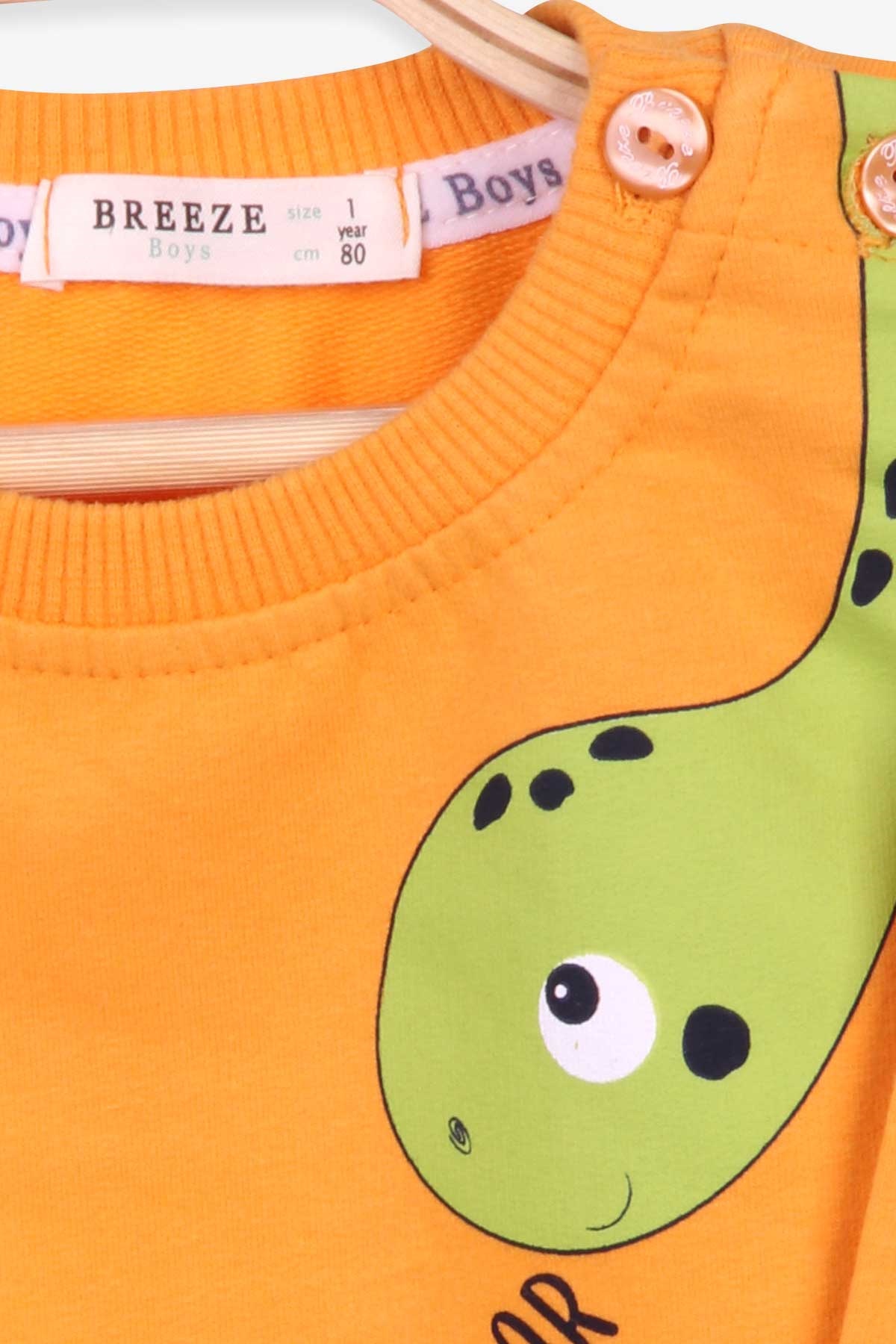 Breeze Erkek Bebek Eşofman Takımı Dinozor Baskılı Hardal Sarı (9 Ay-3 Yaş)