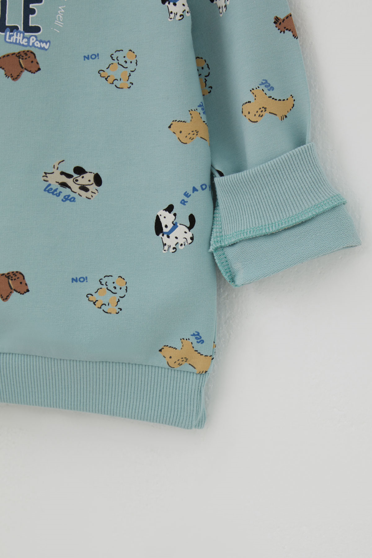 Breeze Erkek Bebek Eşofman Takımı Eğlenceli Köpekçikler Desenli Su Yeşili (9 Ay - 3 Yaş)