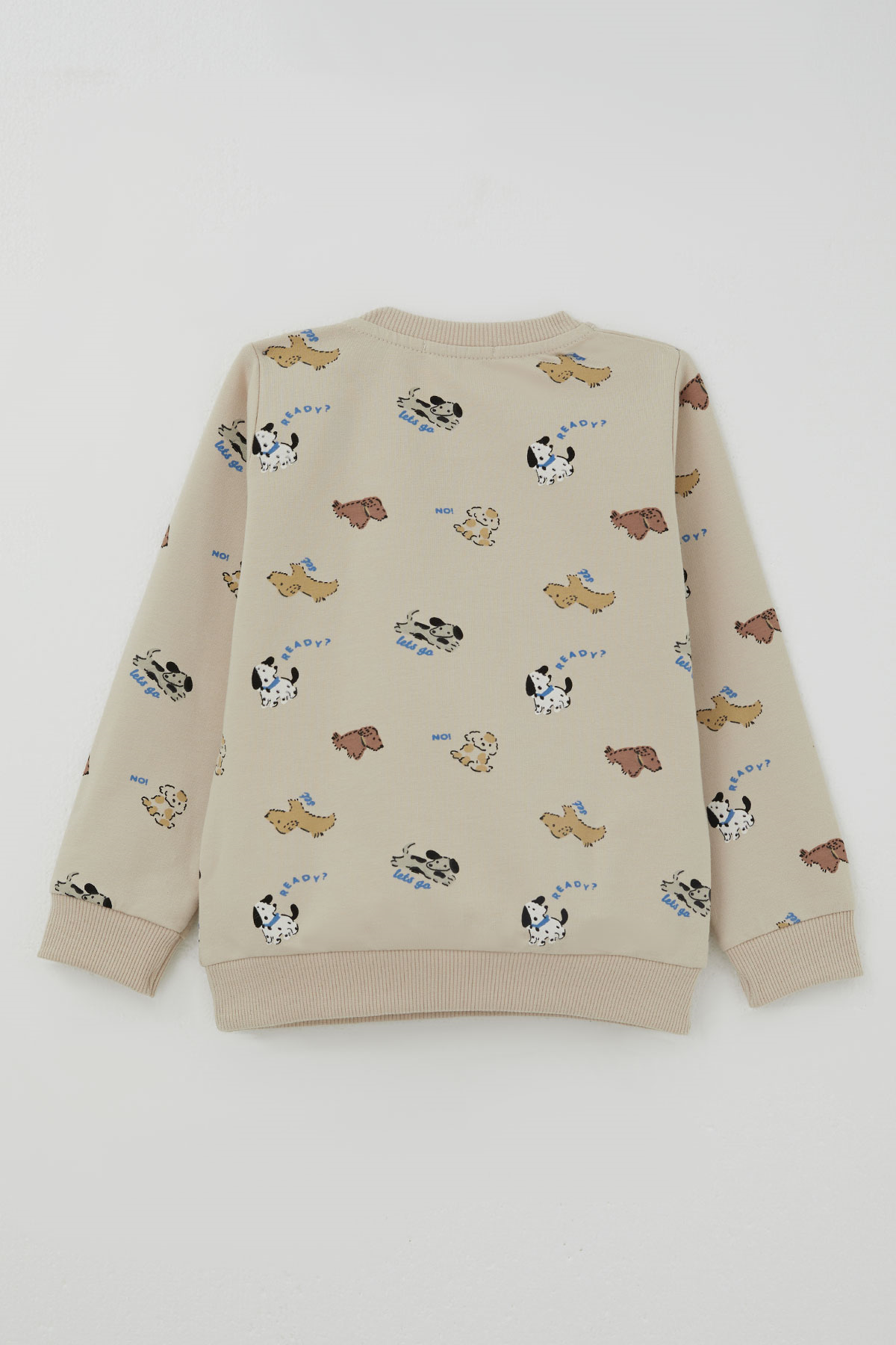 Breeze Erkek Bebek Eşofman Takımı Eğlenceli Köpekçikler Desenli Bej (9 Ay - 3 Yaş)