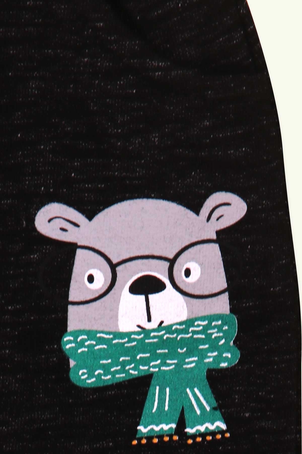 Breeze Erkek Bebek Eşofman Takımı Gözlüklü Ayıcık Baskılı Yeşil (6 Ay-2 Yaş)
