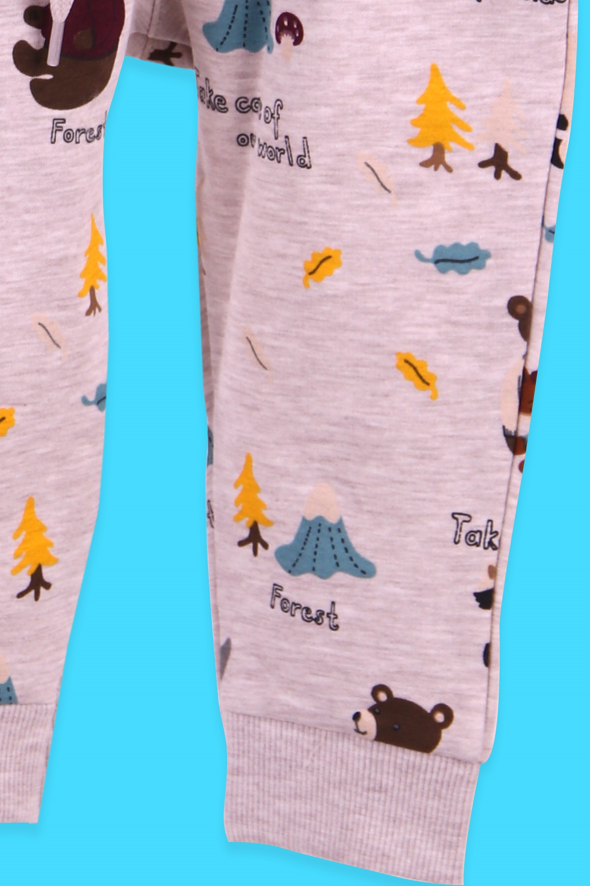 Breeze Erkek Bebek Eşofman Takımı Hayvancık Desenli Bej (9 Ay-3 Yaş)