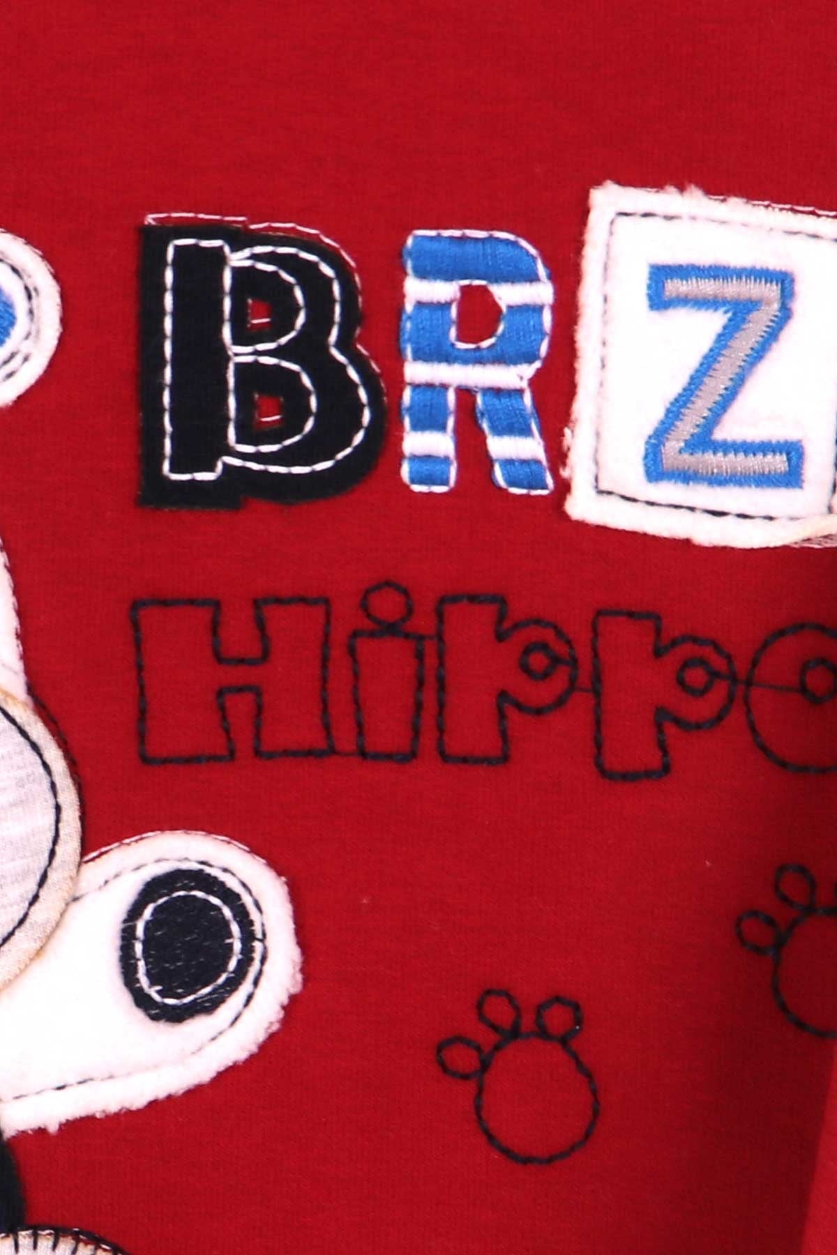 Breeze Erkek Bebek Eşofman Takımı Hipopotam Nakışlı Bordo (6 Ay-2 Yaş)