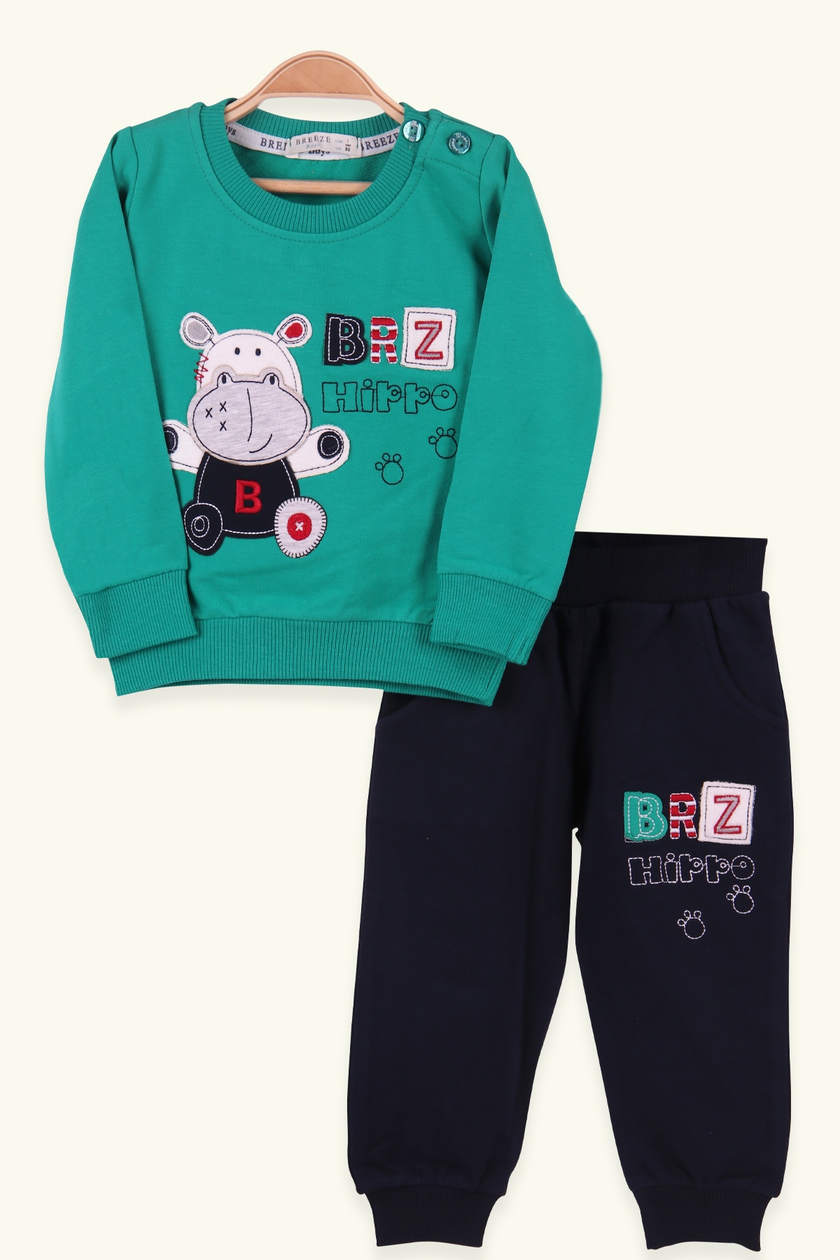 Breeze Erkek Bebek Eşofman Takımı Hippolu Yeşil (6-18 Ay)