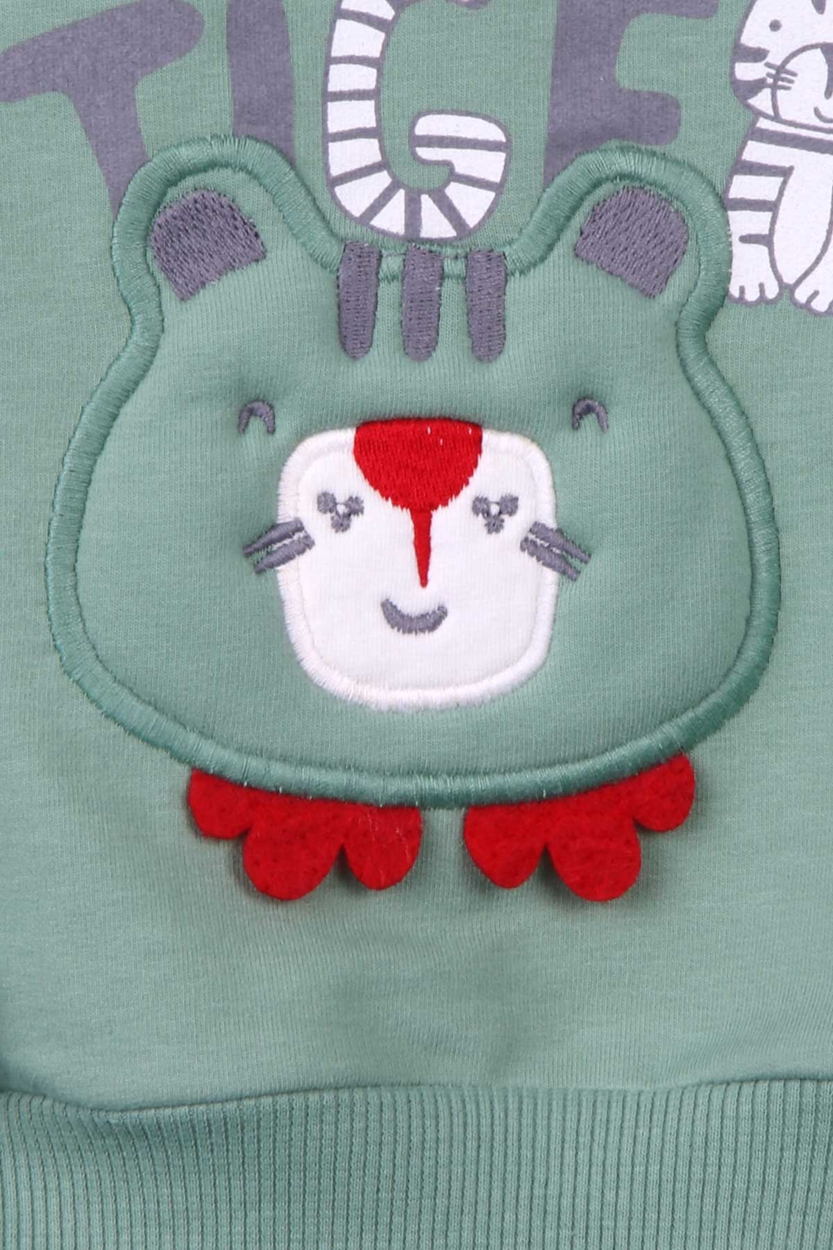 Breeze Erkek Bebek Eşofman Takımı Kaplan Nakışlı Mint Yeşili (9 Ay-3 Yaş)