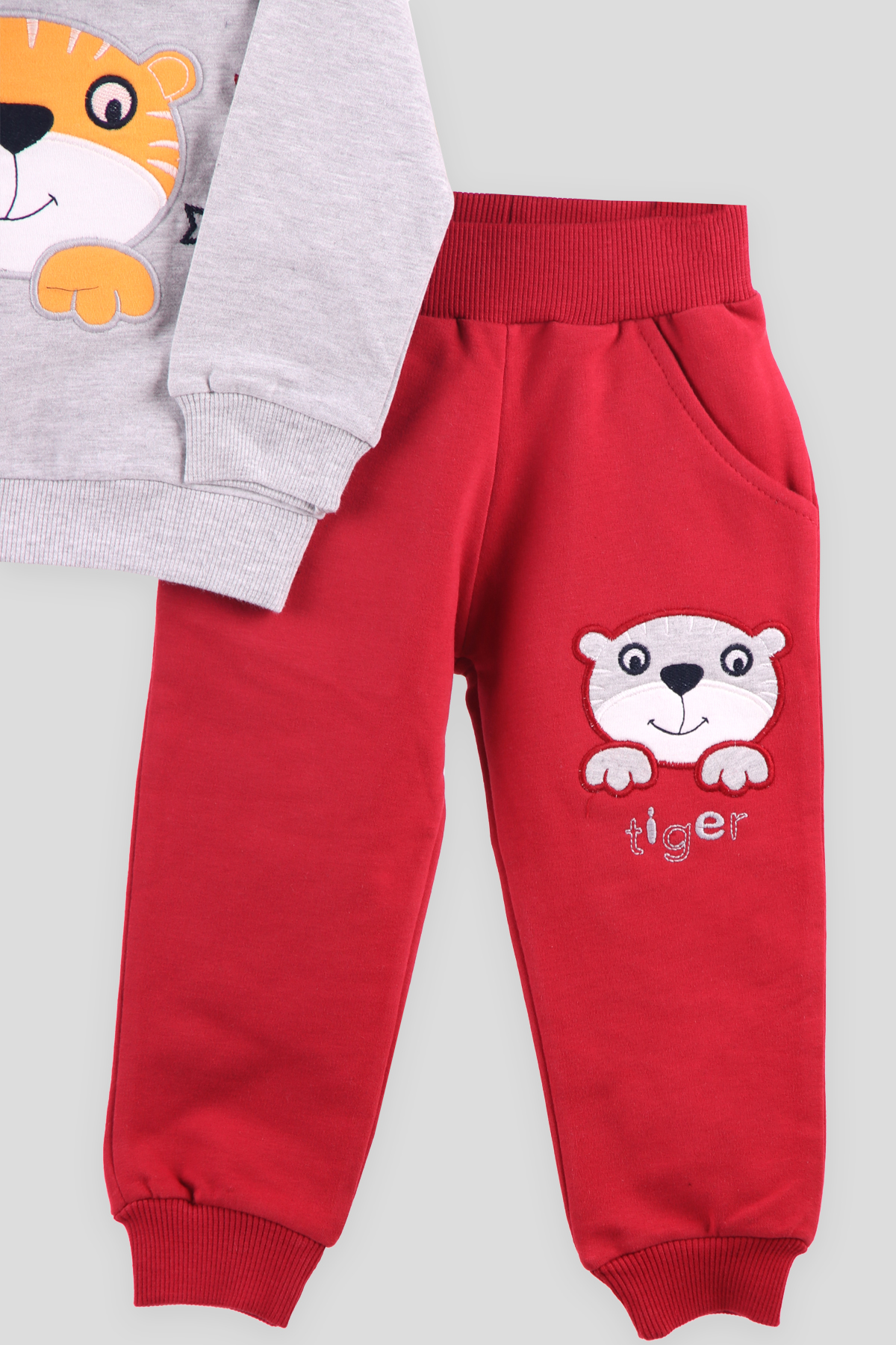 Breeze Erkek Bebek Eşofman Takımı Kaplanlı Gri (6 Ay-2 Yaş)