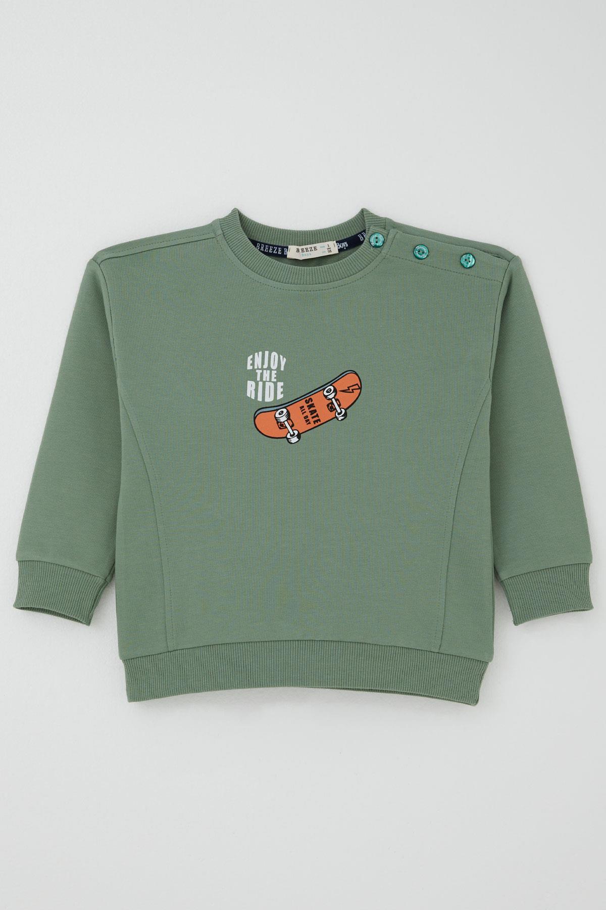 Breeze Erkek Bebek Eşofman Takımı Kaykay Zamanı Mint Yeşili (9 Ay-3 Yaş)