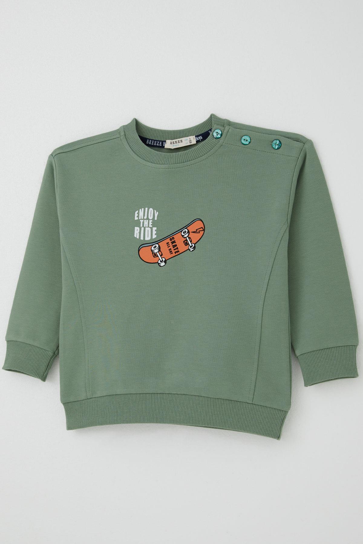 Breeze Erkek Bebek Eşofman Takımı Kaykay Zamanı Mint Yeşili (9 Ay-3 Yaş)