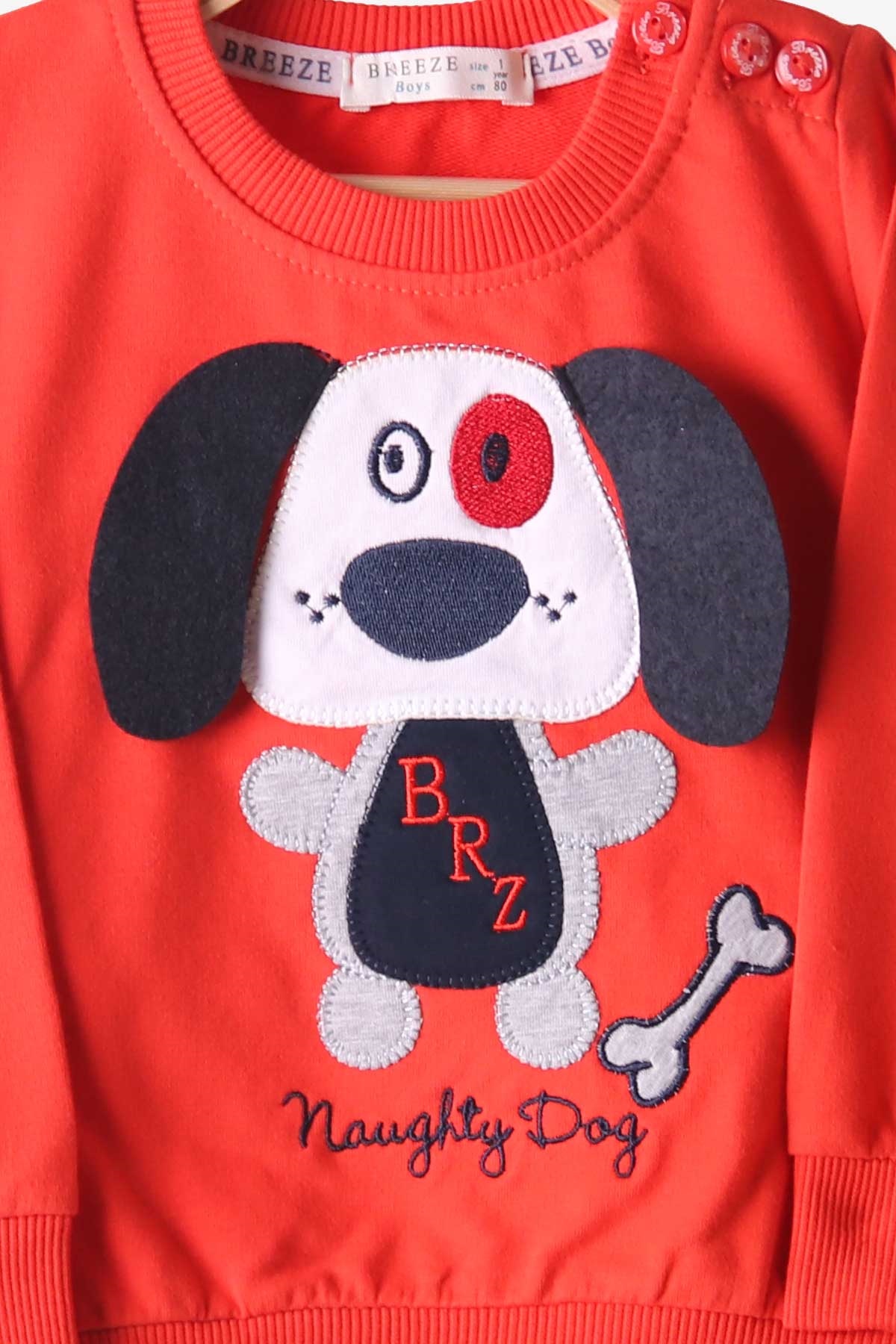 Breeze Erkek Bebek Eşofman Takımı Köpek Nakışlı Turuncu(9 Ay-2 Yaş)