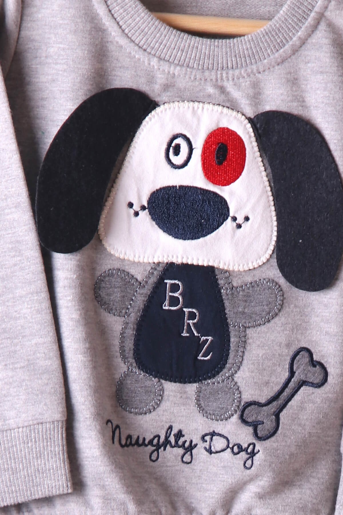 Breeze Erkek Bebek Eşofman Takımı Köpek Nakışlı Gri-Lacivert (9 Ay-2 Yaş)