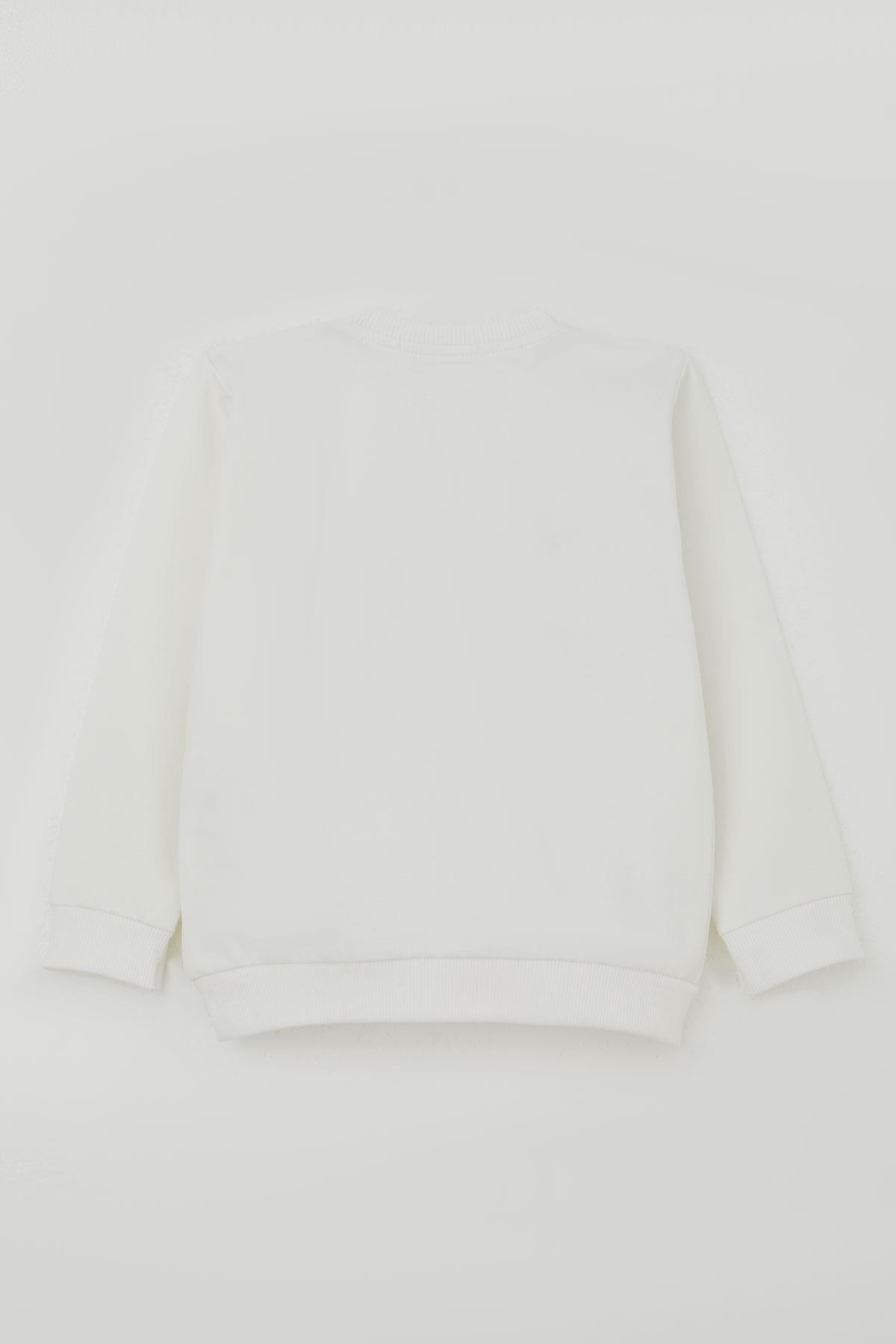 Breeze Erkek Bebek Eşofman Takımı Kulaklıklı Köpekçik Nakışlı Beyaz (9 Ay-2 Yaş)