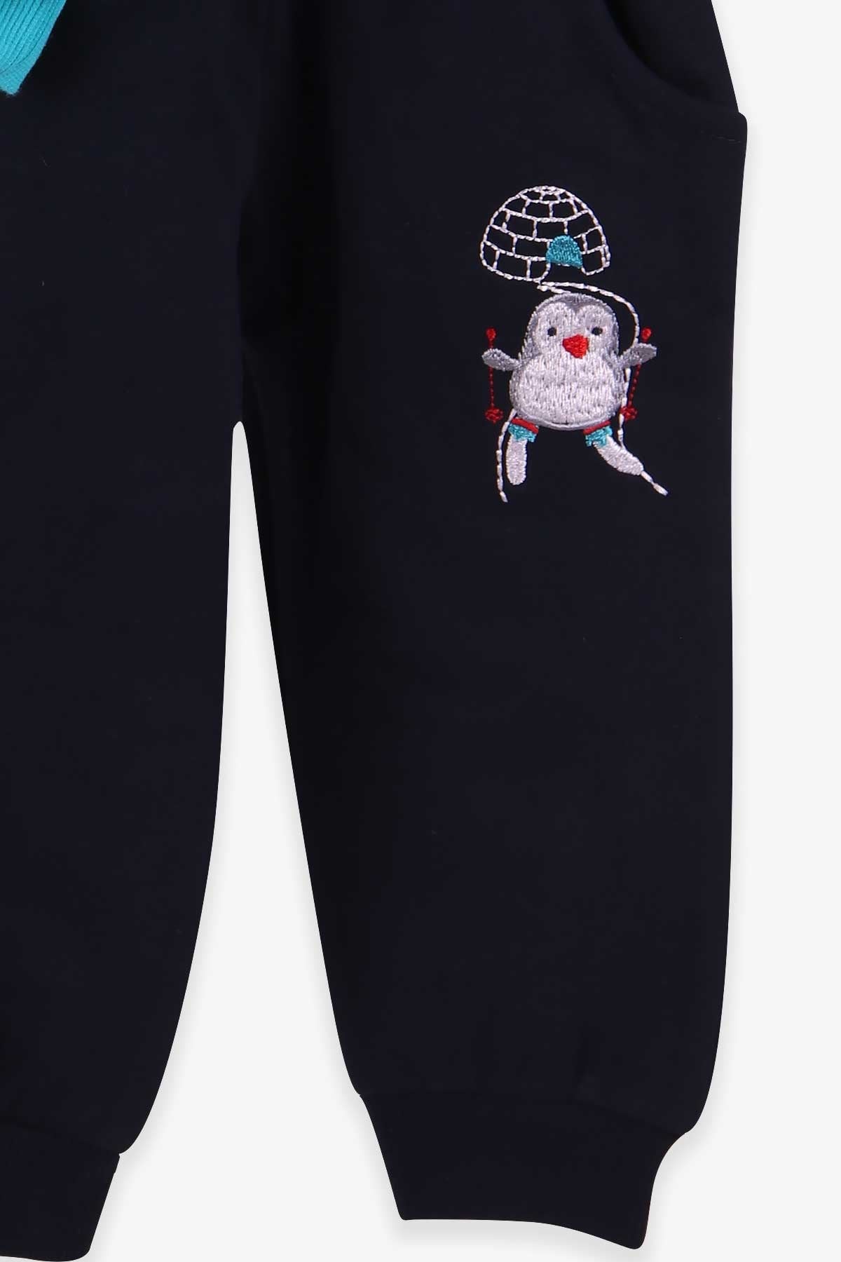 Breeze Erkek Bebek Eşofman Takımı Kuzey Kutbu Nakışlı Turkuaz (6 Ay-2 Yaş)
