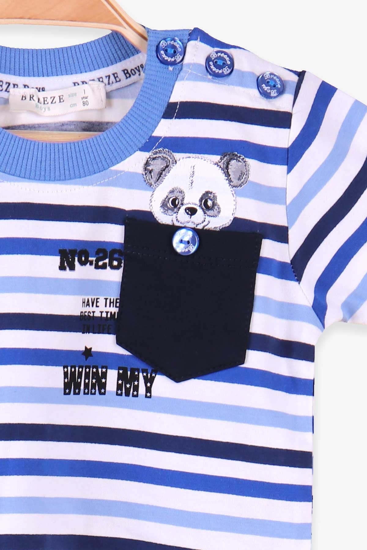 Breeze Erkek Bebek Eşofman Takımı Panda Baskılı Mavi (6 Ay-1.5 Yaş)