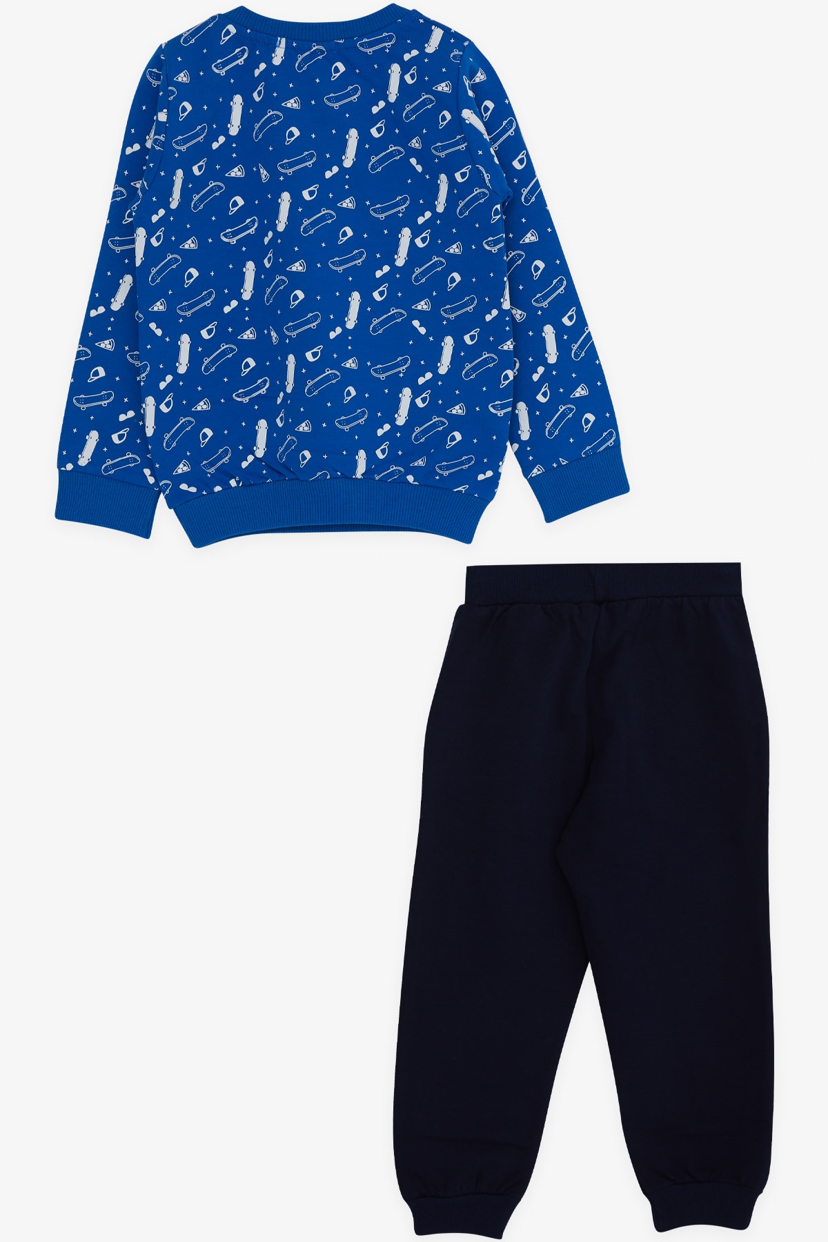 Breeze Erkek Bebek Eşofman Takımı Patenci Çocuk Desenli Saks Mavisi (9 Ay-3 Yaş)