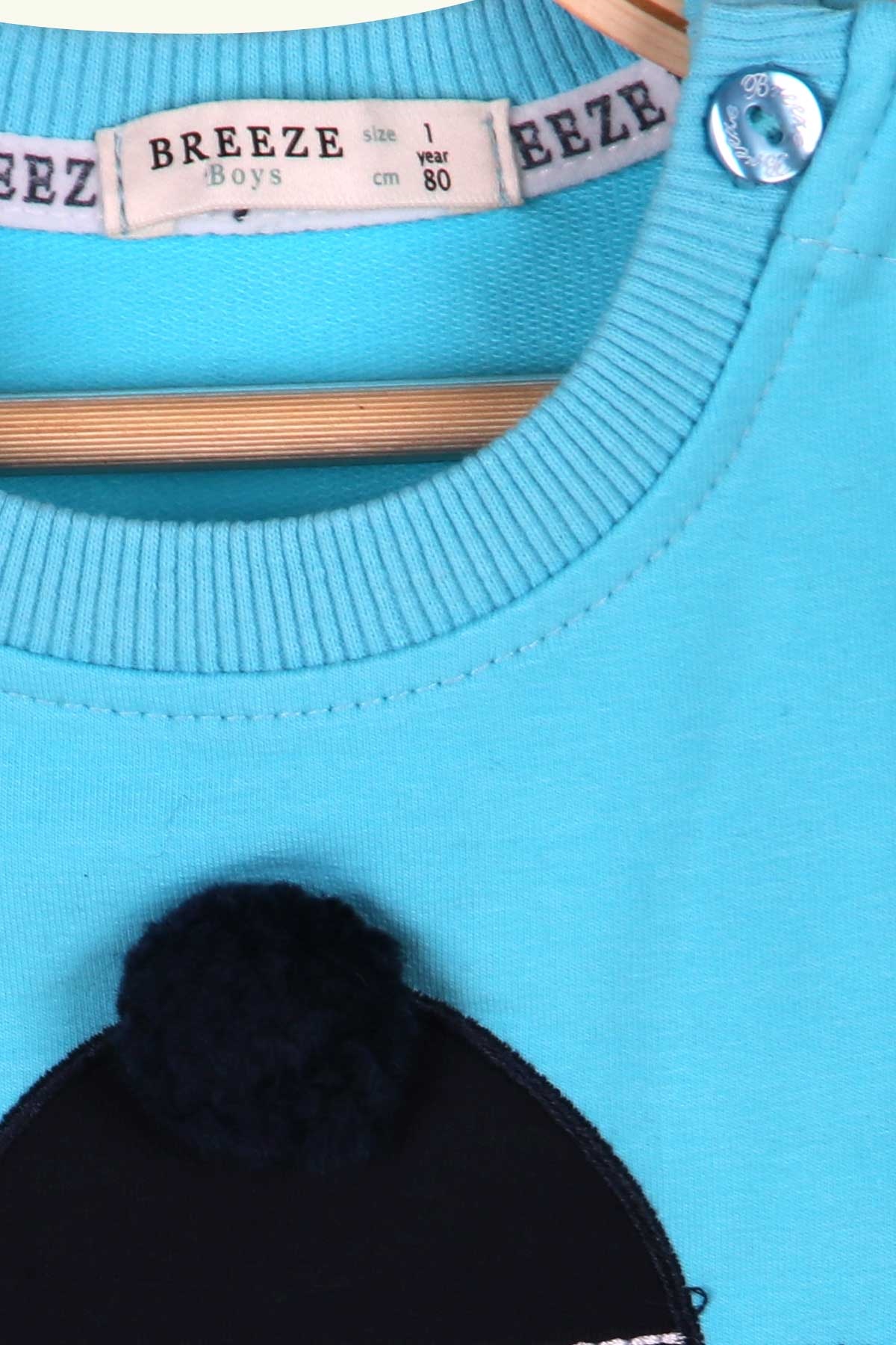 Breeze Erkek Bebek Eşofman Takımı Ponpon Şapkalı Açık Mavi (9 Ay-3 Yaş)