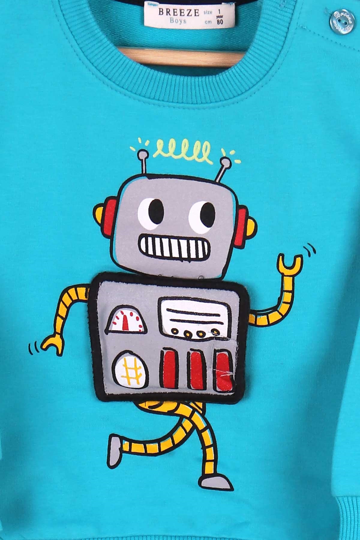 Breeze Erkek Bebek Eşofman Takımı Robot Baskılı Turkuaz (1-4 Yaş)