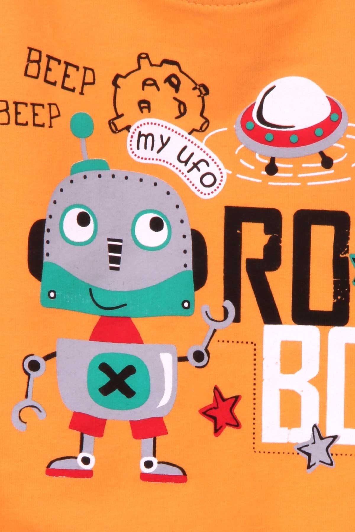 Breeze Erkek Bebek Eşofman Takımı Robotlu Hardal Sarı (9 Ay-3 Yaş)
