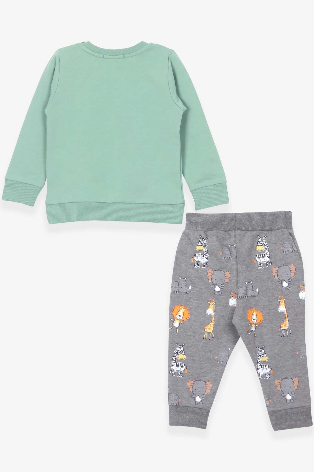Breeze Erkek Bebek Eşofman Takımı Safari Baskılı Mint Yeşili (9 Ay-3 Yaş)