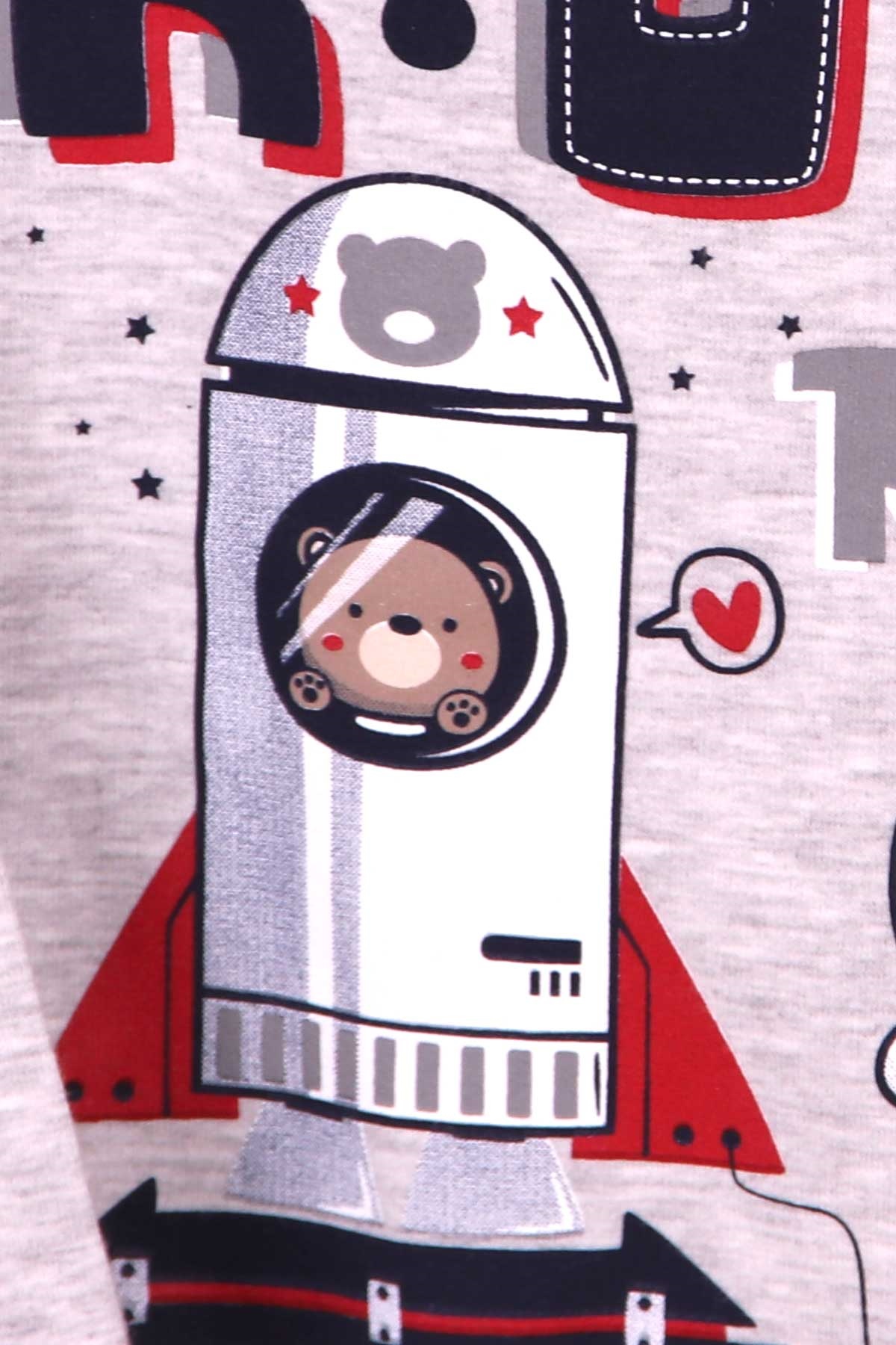 Breeze Erkek Bebek Eşofman Takımı Sevimli Astronot Ayıcıklı Açık Gri (9 Ay-3 Yaş)