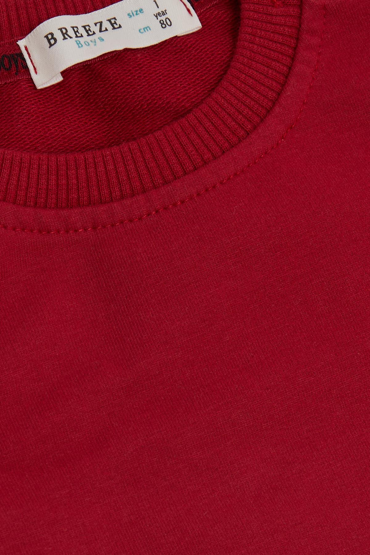 Breeze Erkek Bebek Eşofman Takımı Sevimli Ayıcık Baskılı Bordo (6 Ay-2 Yaş)