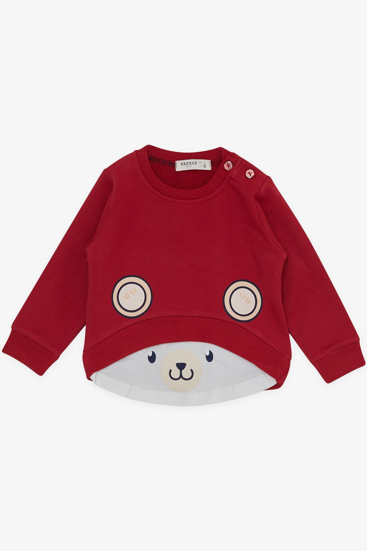 Breeze Erkek Bebek Eşofman Takımı Sevimli Ayıcık Baskılı Bordo (6 Ay-2 Yaş)