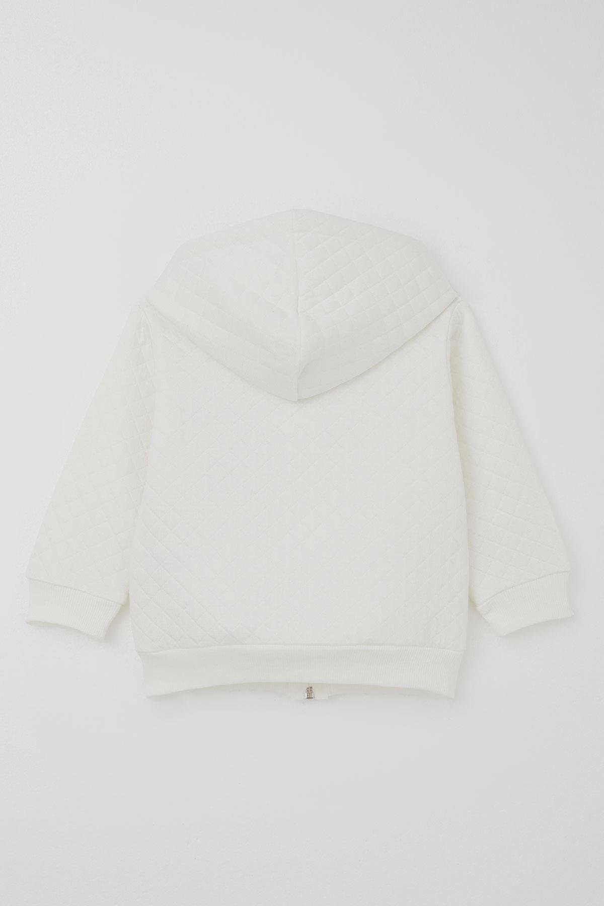 Breeze Erkek Bebek Eşofman Takımı Sevimli Zürafa Baskılı Kapitone Desenli Ekru (6 Ay-1.5 Yaş)