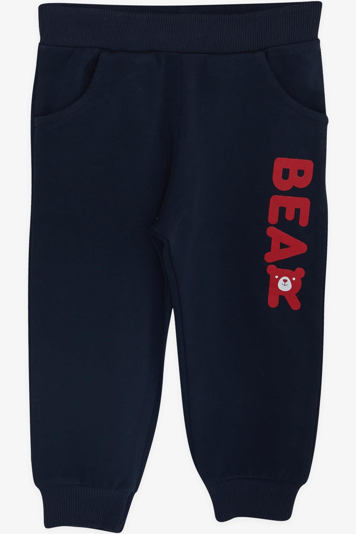 Breeze Erkek Bebek Eşofman Takımı Sevimli Ayıcık Baskılı Kırmızı (6 Ay-2 Yaş)