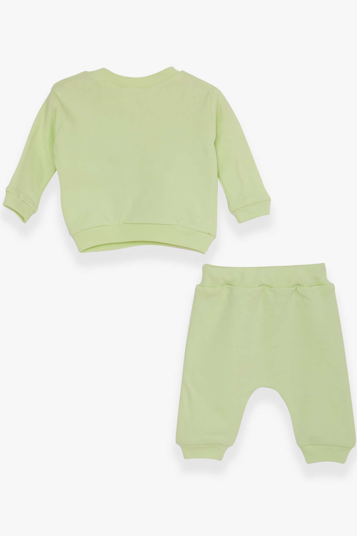 Breeze Erkek Bebek Eşofman Takımı Slogan Baskılı Fıstık Yeşili (0-3 Ay-9 Ay)
