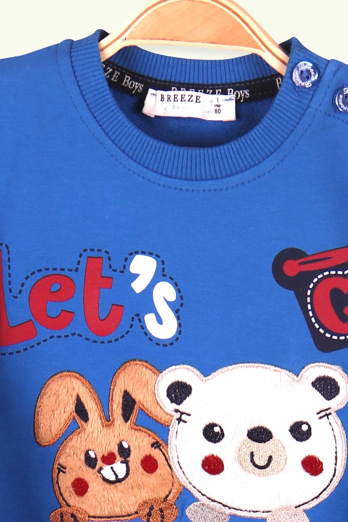 Breeze Erkek Bebek Eşofman Takımı Tavşanlı Ayıcıklı Mavi (1-4 Yaş)