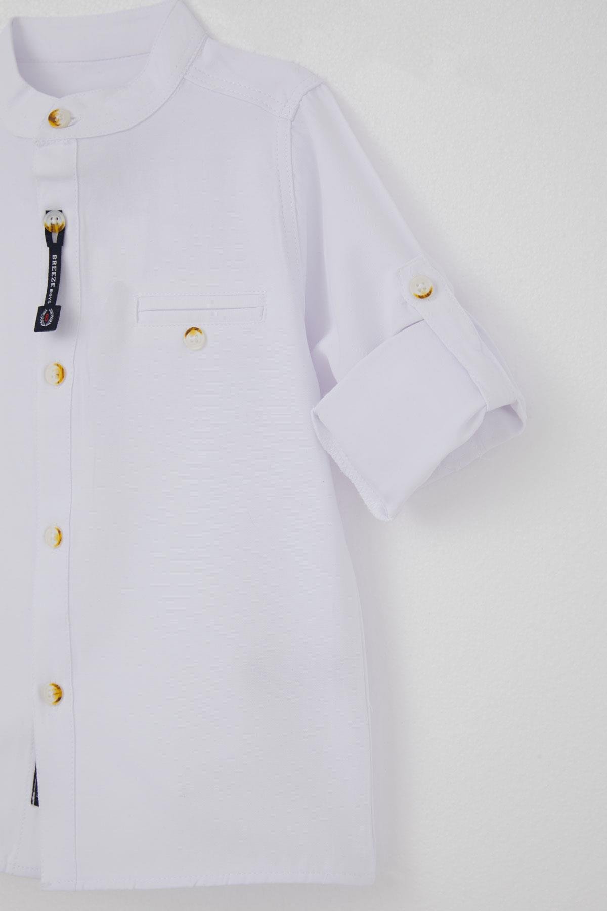 Breeze Erkek Bebek Gömlek Düğmeli Armalı Beyaz (9 Ay-3 Yaş)