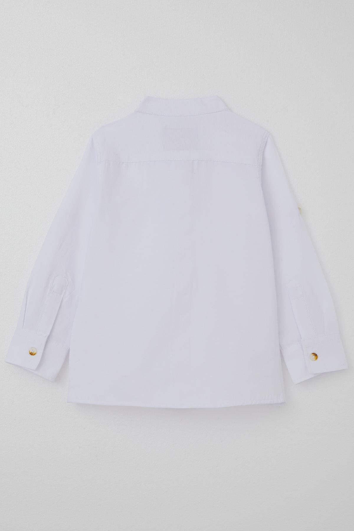 Breeze Erkek Bebek Gömlek Düğmeli Armalı Beyaz (9 Ay-3 Yaş)