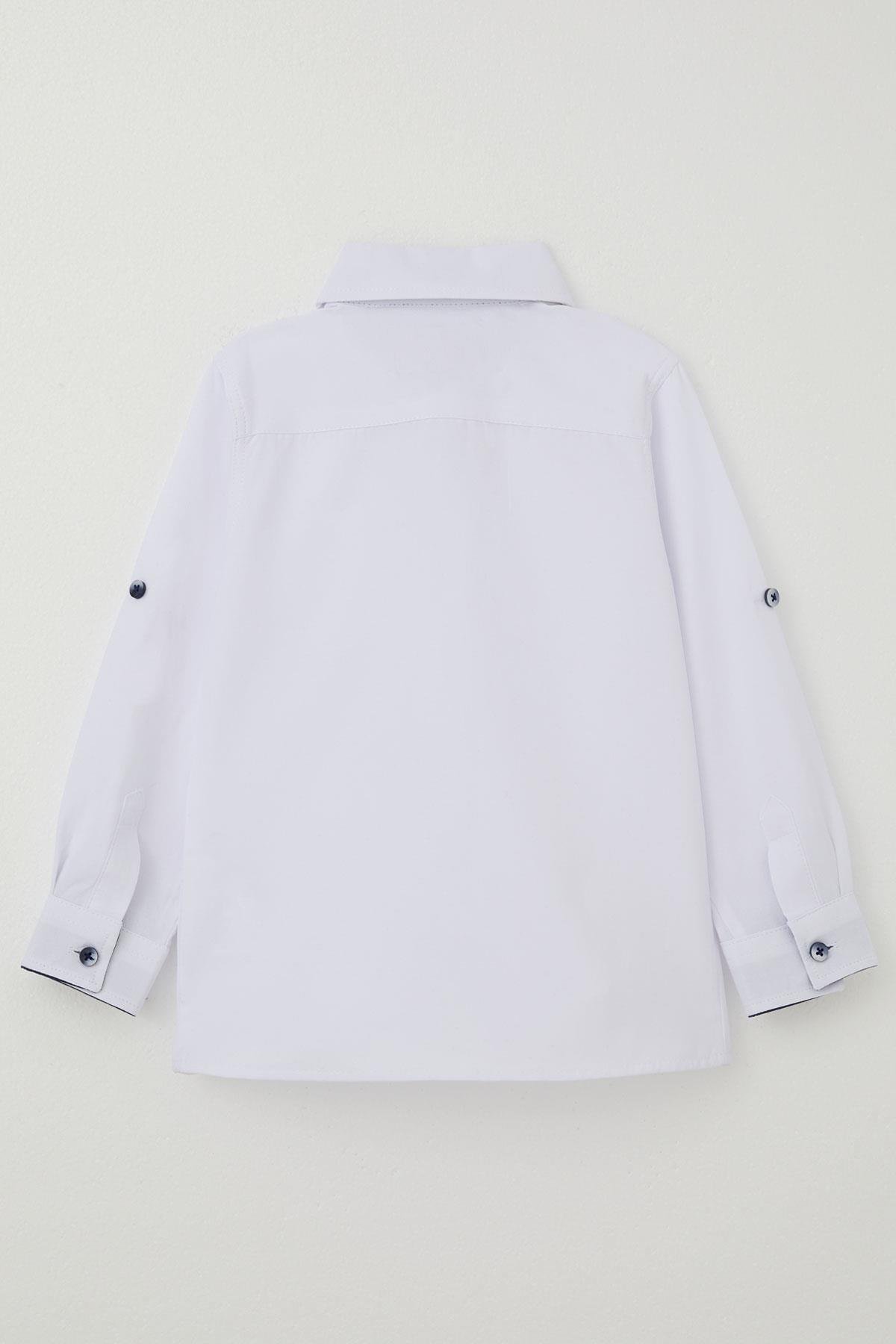 Breeze Erkek Bebek Gömlek Düğmeli Papyonlu Beyaz (9 Ay-3 Yaş)