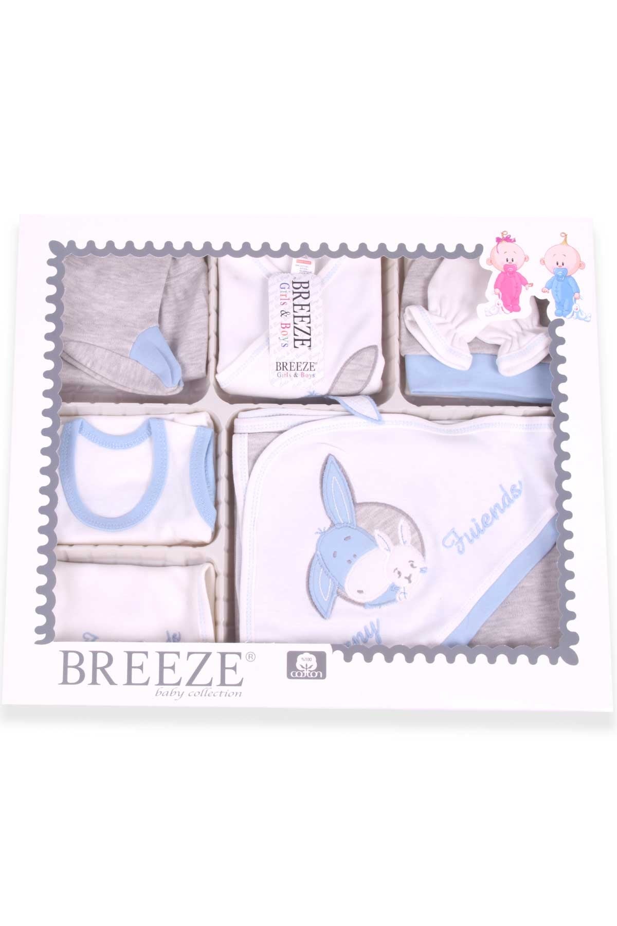 Breeze Erkek Bebek Hastane Çıkışı 10 lu Nakışlı Ekru (0-3 Ay)