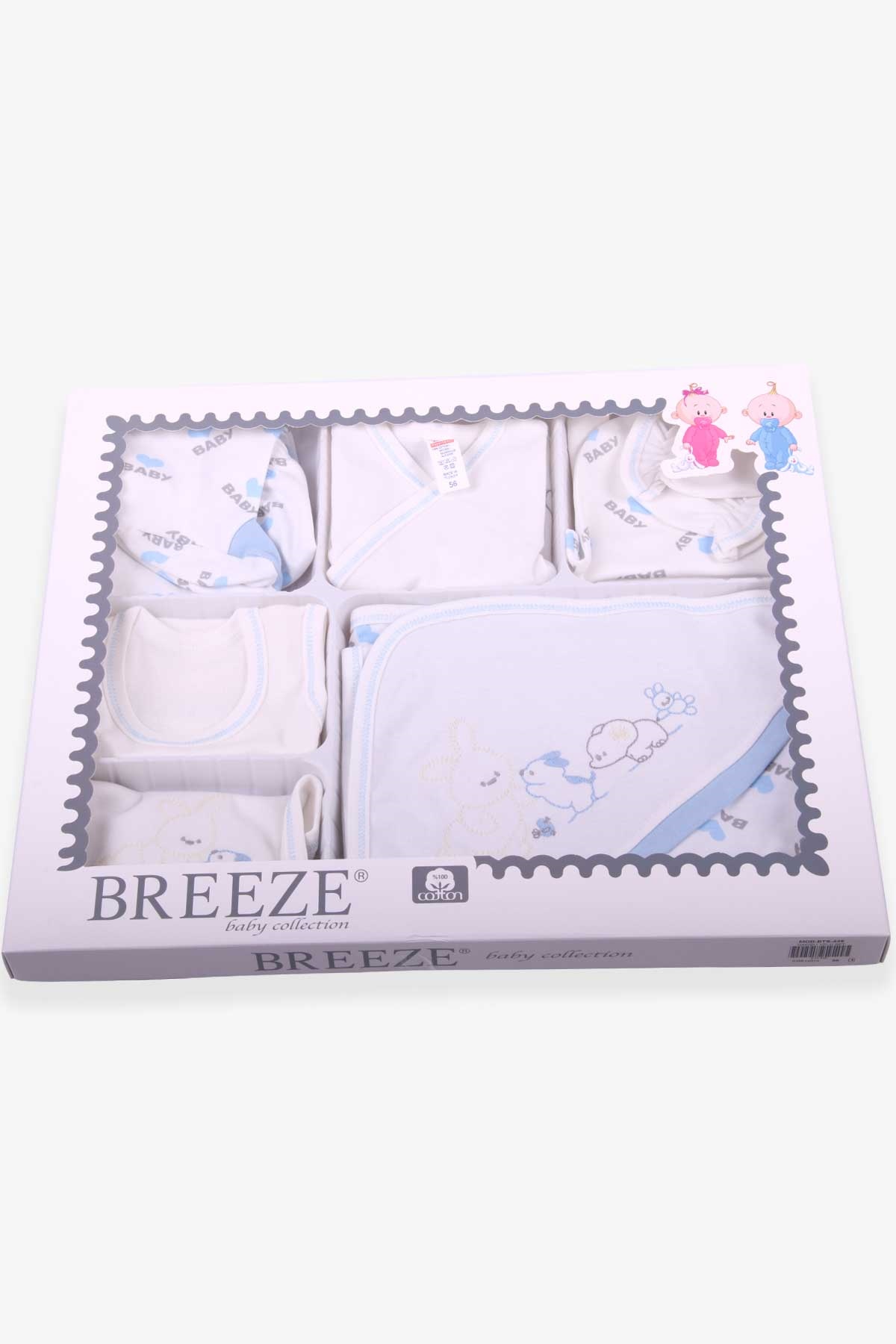 Breeze Erkek Bebek Hastane Çıkışı 10 lu Tavşan Nakışlı Beyaz (0-3 Ay)