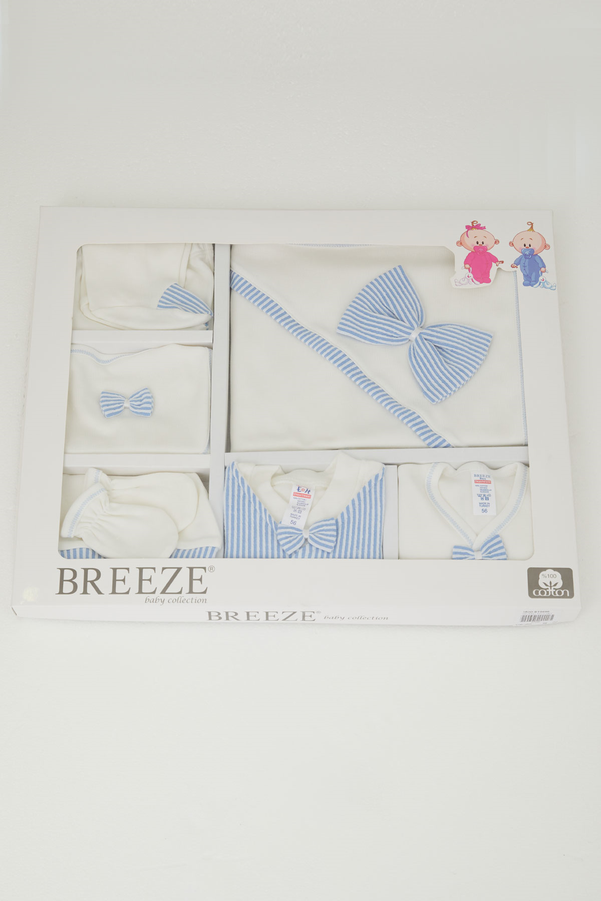Breeze Erkek Bebek Hastane Çıkışı 10 lu Sabit Yelekli Fiyonk Aksesuarlı Ekru (0-3 Ay)