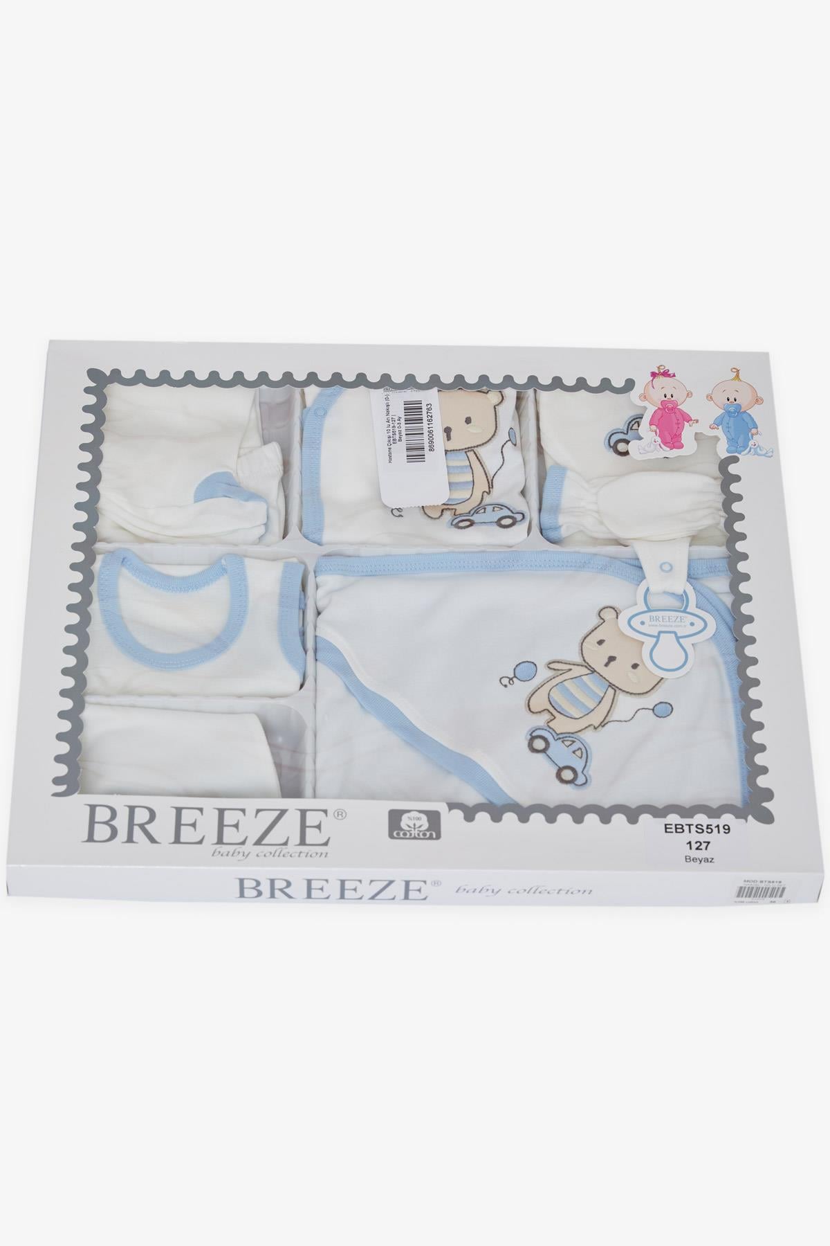Breeze Erkek Bebek Hastane Çıkışı 10 lu Arı Nakışlı Beyaz (0-3 Ay)