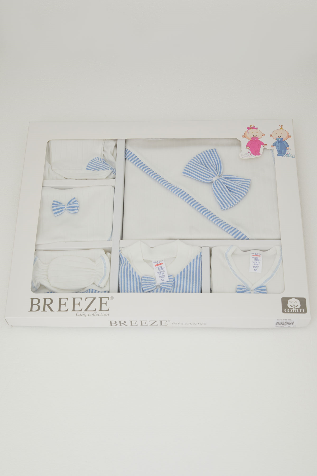 Breeze Erkek Bebek Hastane Çıkışı 10 lu Sabit Yelekli Fiyonk Aksesuarlı Ekru (0-3 Ay)
