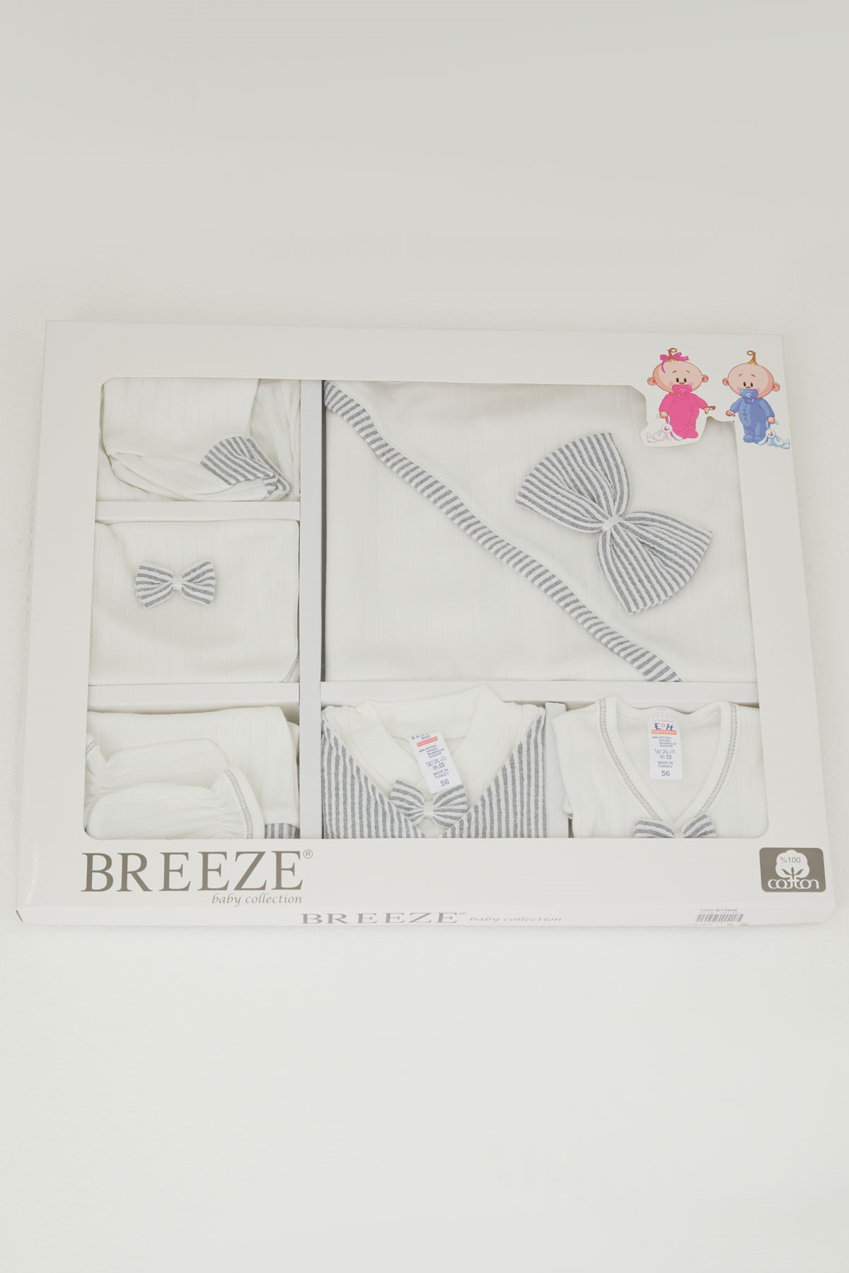 Breeze Erkek Bebek Hastane Çıkışı 10 lu Sabit Yelekli Fiyonk Aksesuarlı Ekru (0-3 Ay)