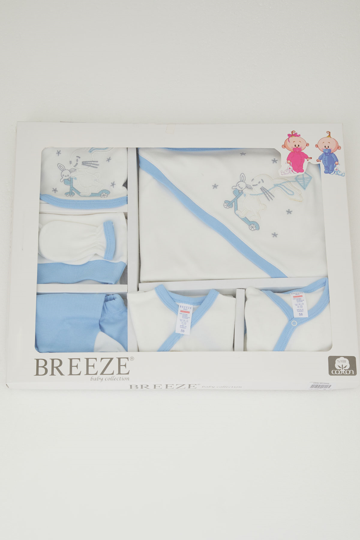 Breeze Erkek Bebek Hastane Çıkışı 10 lu Scooter Kralı Uçurtma Uçuran Tavşancık Nakışlı Beyaz (0-3 Ay)